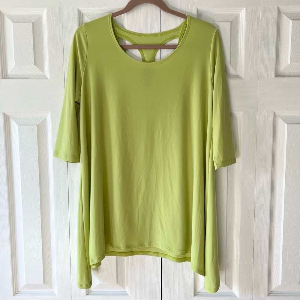 Clara Sun Woo Scoop Neck Tunic Back cut out Lime Green Jersey size Large